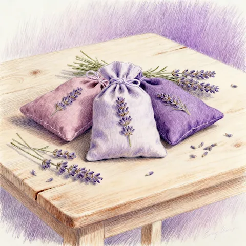 Illustration Sachets de Lavande Artisanaux